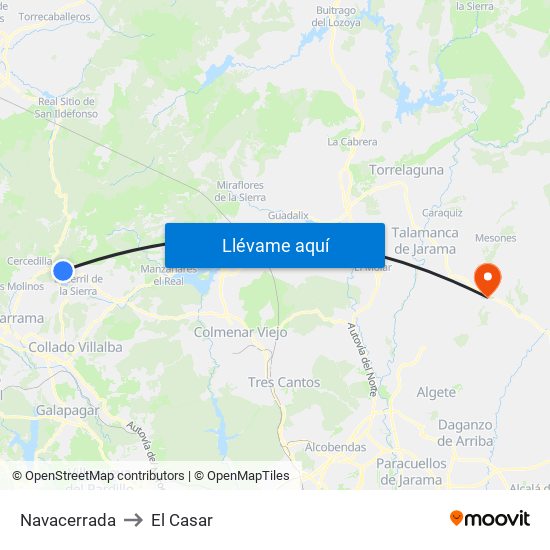 Navacerrada to El Casar map