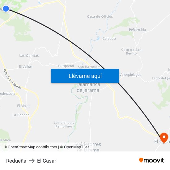 Redueña to El Casar map