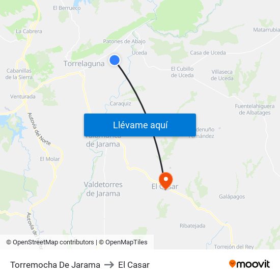 Torremocha De Jarama to El Casar map