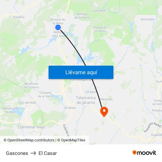 Gascones to El Casar map