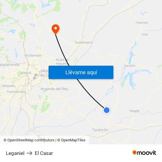 Leganiel to El Casar map