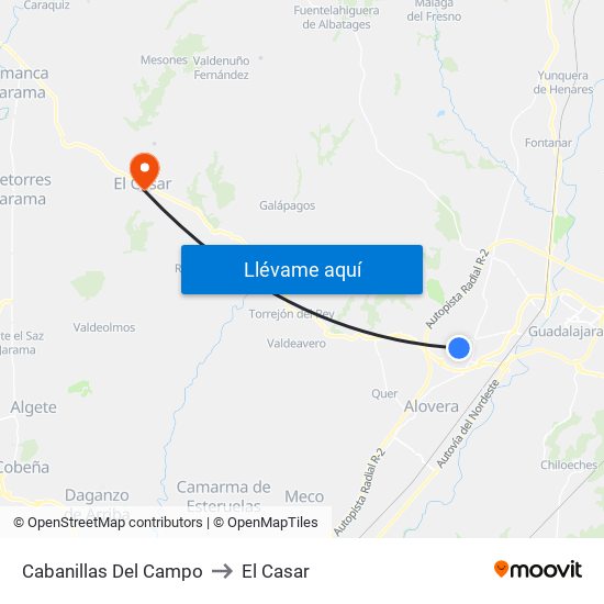 Cabanillas Del Campo to El Casar map