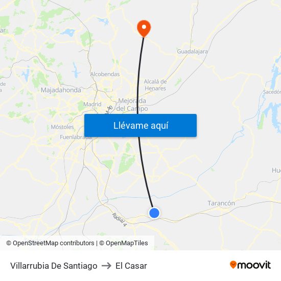 Villarrubia De Santiago to El Casar map