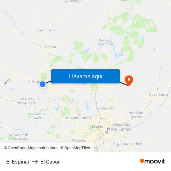 El Espinar to El Casar map