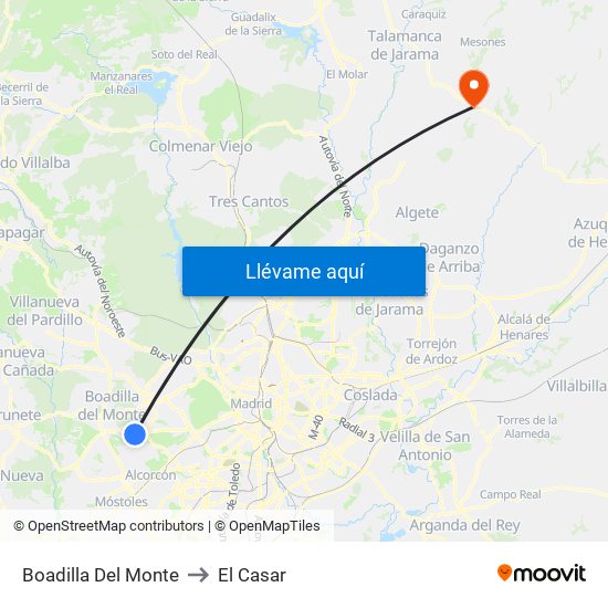 Boadilla Del Monte to El Casar map