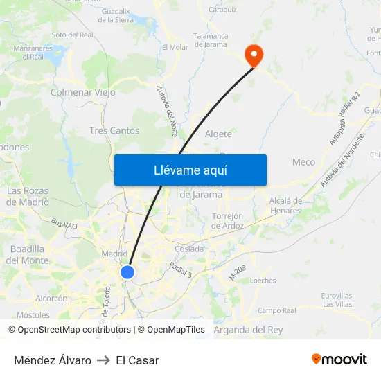 Méndez Álvaro to El Casar map