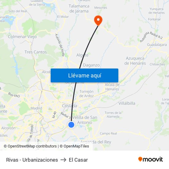 Rivas - Urbanizaciones to El Casar map