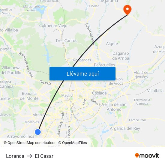 Loranca to El Casar map