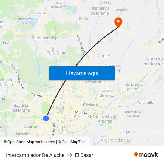 Intercambiador De Aluche to El Casar map