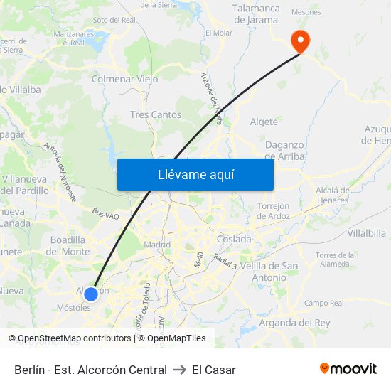 Berlín - Est. Alcorcón Central to El Casar map