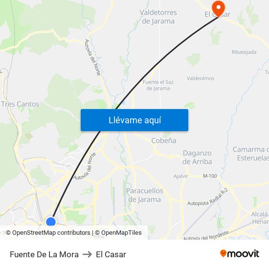 Fuente De La Mora to El Casar map
