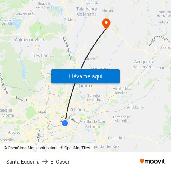Santa Eugenia to El Casar map