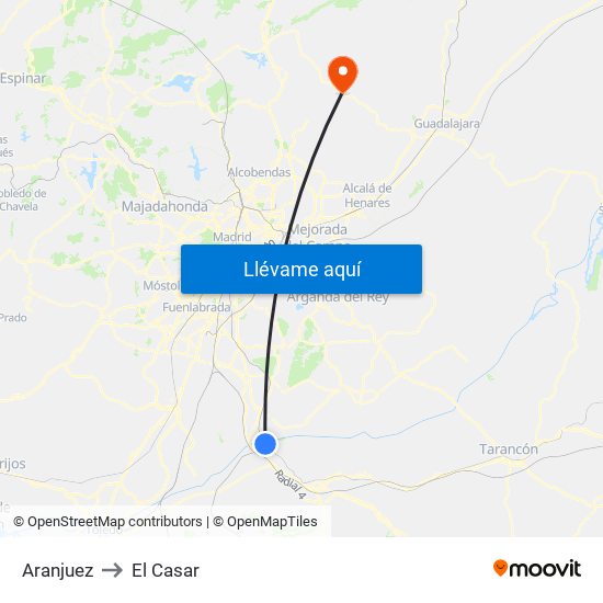 Aranjuez to El Casar map