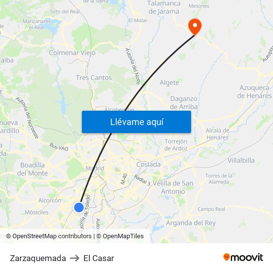 Zarzaquemada to El Casar map