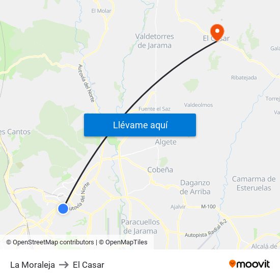 La Moraleja to El Casar map