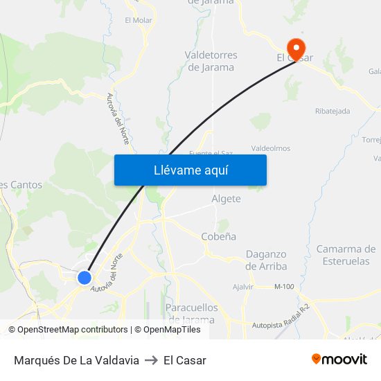 Marqués De La Valdavia to El Casar map