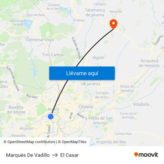 Marqués De Vadillo to El Casar map