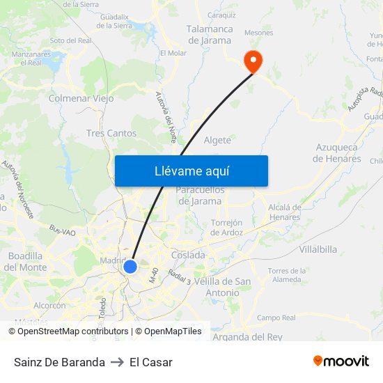 Sainz De Baranda to El Casar map