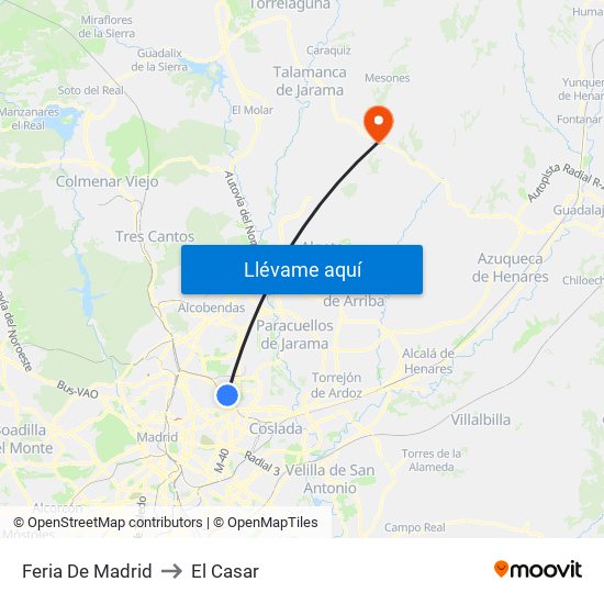 Feria De Madrid to El Casar map