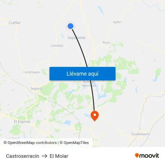 Castroserracín to El Molar map