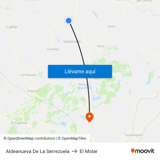 Aldeanueva De La Serrezuela to El Molar map