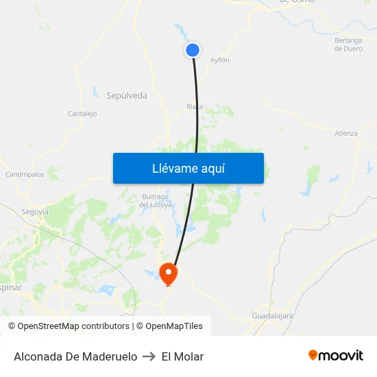 Alconada De Maderuelo to El Molar map