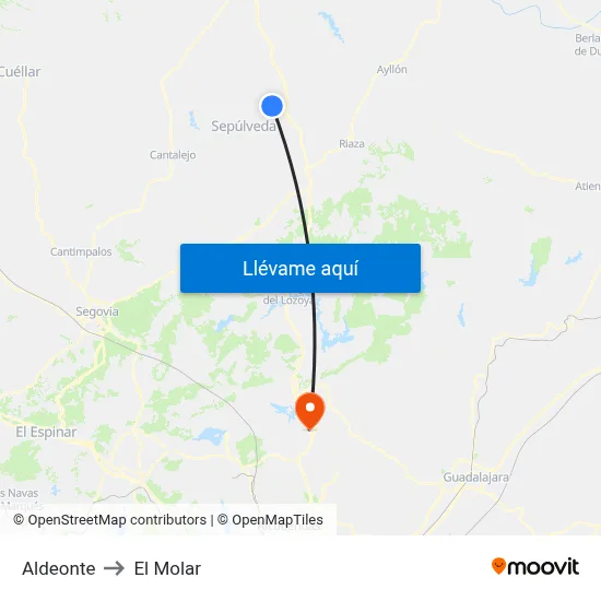 Aldeonte to El Molar map