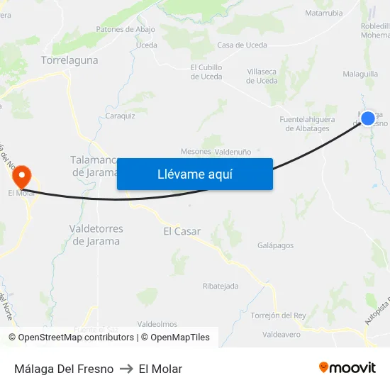 Málaga Del Fresno to El Molar map