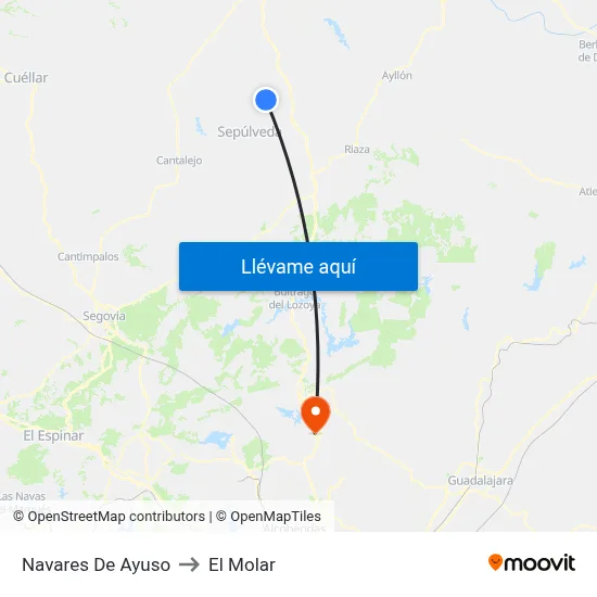 Navares De Ayuso to El Molar map