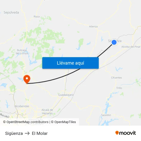 Sigüenza to El Molar map