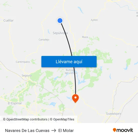 Navares De Las Cuevas to El Molar map