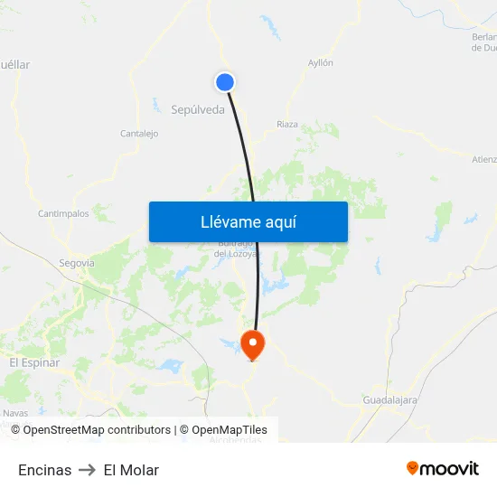 Encinas to El Molar map