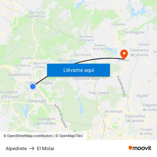 Alpedrete to El Molar map