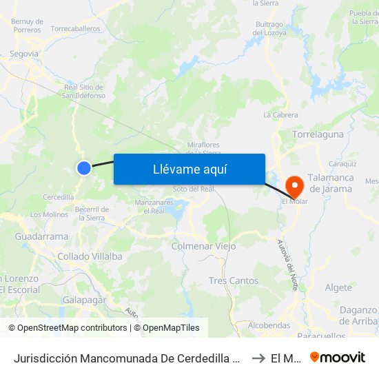 Jurisdicción Mancomunada De Cerdedilla Y Navacerrada to El Molar map