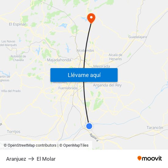 Aranjuez to El Molar map