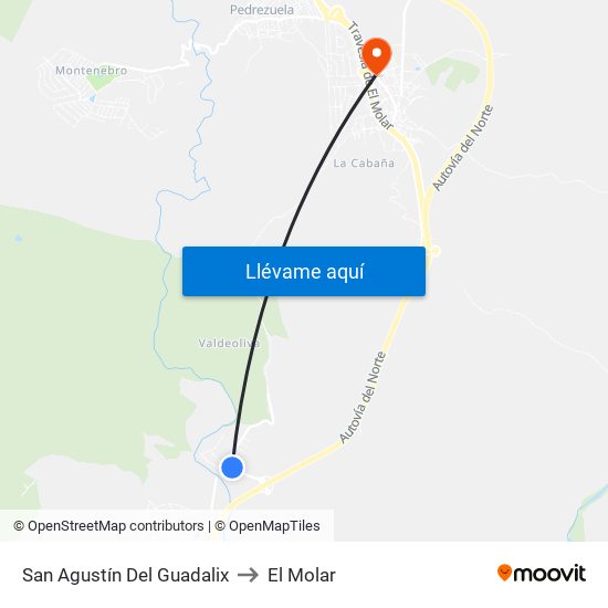 San Agustín Del Guadalix to El Molar map