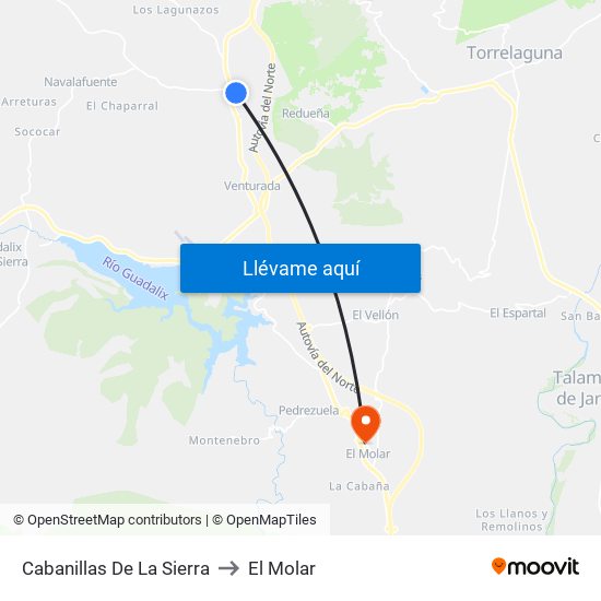 Cabanillas De La Sierra to El Molar map