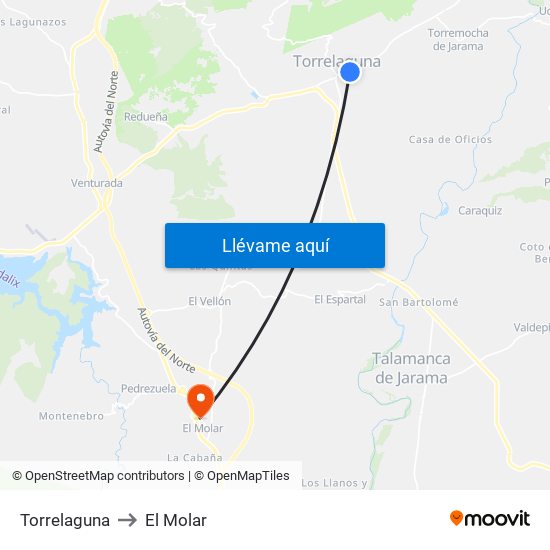 Torrelaguna to El Molar map