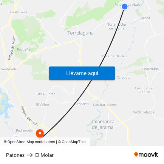 Patones to El Molar map