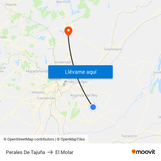 Perales De Tajuña to El Molar map
