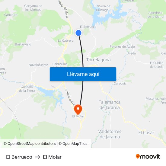 El Berrueco to El Molar map
