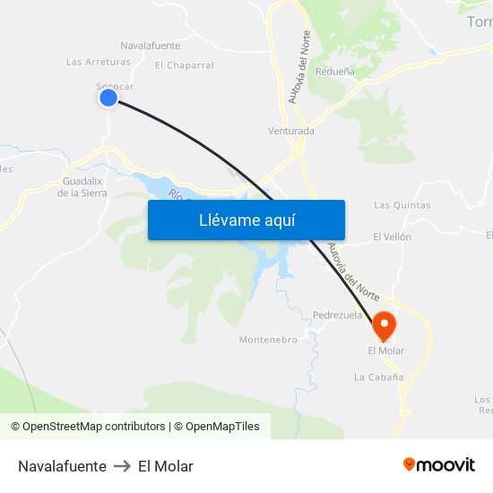Navalafuente to El Molar map