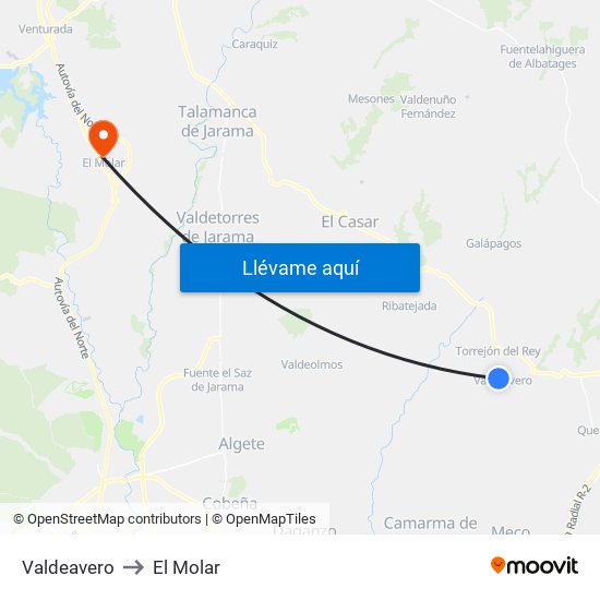 Valdeavero to El Molar map