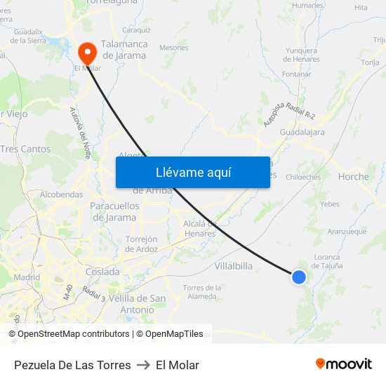 Pezuela De Las Torres to El Molar map