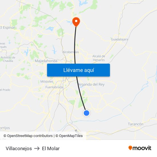 Villaconejos to El Molar map