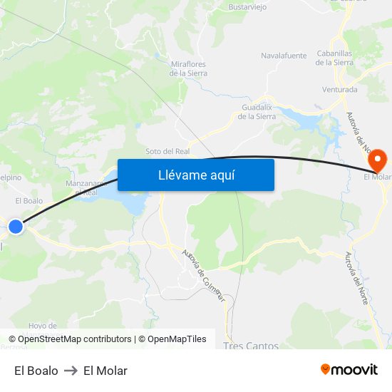 El Boalo to El Molar map