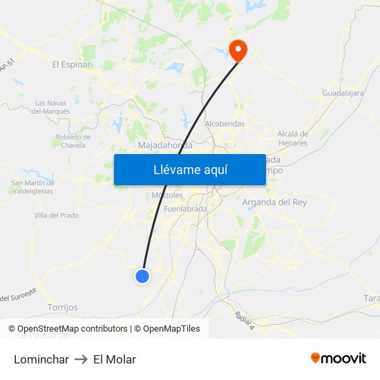 Lominchar to El Molar map