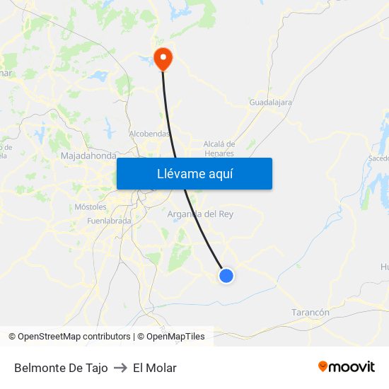 Belmonte De Tajo to El Molar map