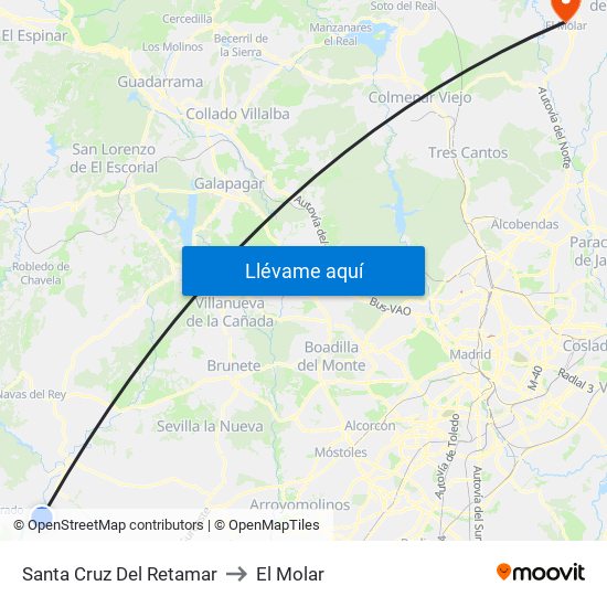 Santa Cruz Del Retamar to El Molar map