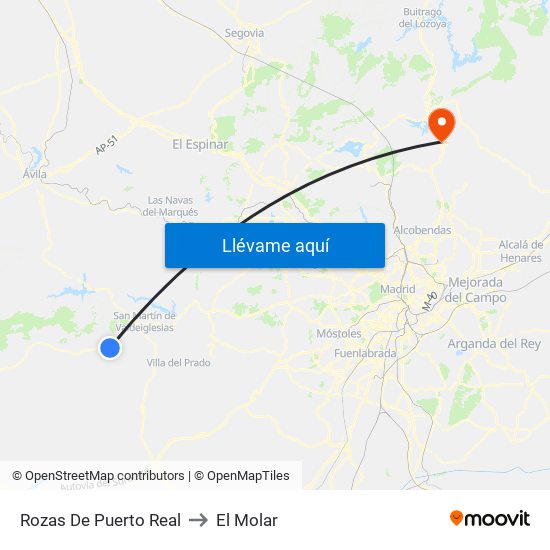 Rozas De Puerto Real to El Molar map